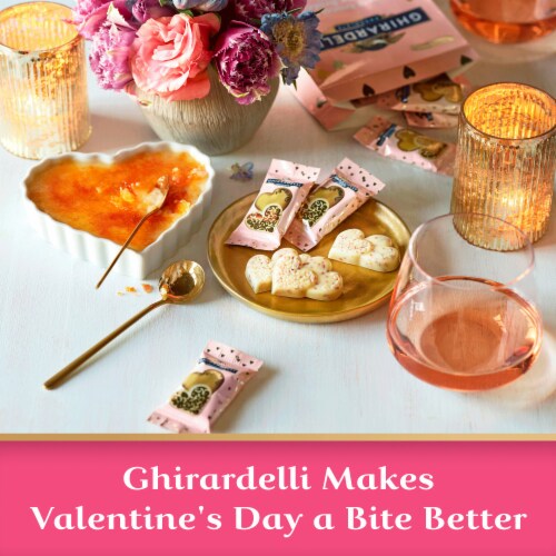 Ghirardelli® White Chocolate Creme Brulee Duet Hearts Valentine Candy Bag Perspective: bottom
