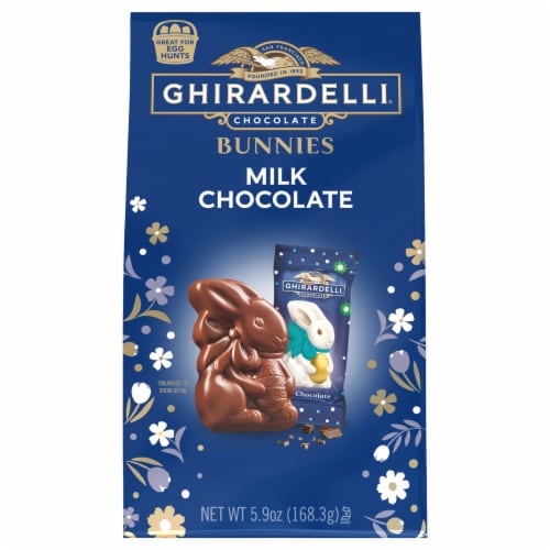 Ghirardelli Solid Milk Chocolate Bunnies Easter Candy Perspective: bottom