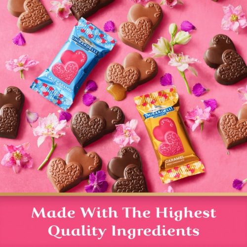 Ghirardelli® Sea Salt Caramel Dark Chocolate Hearts Valentine's Candy Bag Perspective: bottom