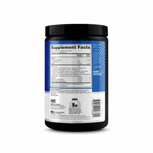 Optimum Nutrition Amino Energy Blue Raspberry Pre Workout Powder Perspective: bottom