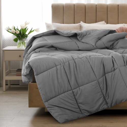 Lux Decor Collection Twin Single Comforter, Microfiber Soft 1PC Duvet Insert - Grey Perspective: bottom