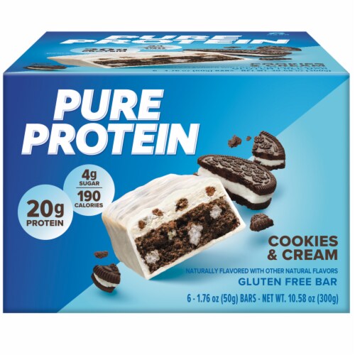 Pure Protein® Cookies & Cream Protein Bars Perspective: bottom