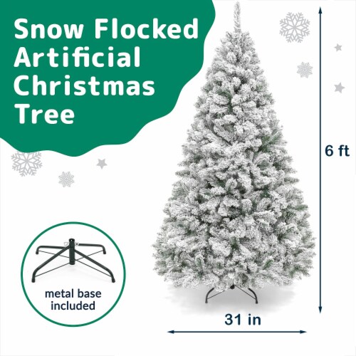 6 Ft Premium Snow Flocked Artificial Christmas Tree W/ 850 Branch Tips