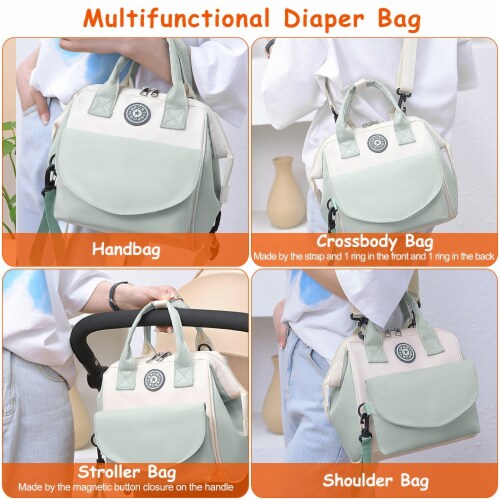 Baby Nappy Diaper Bag with 6 Pockets, Adjustable Shoulder Strap, and Detachable Small Bag Perspective: bottom