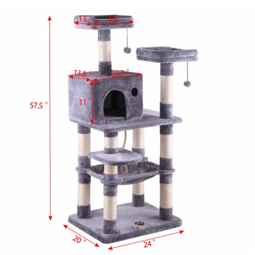Cat Condo with Hammock and Scratching Posts - Spoil Your Cat Perspective: bottom
