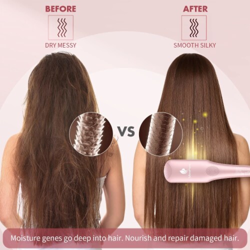 inQ Boutique MiroPure Hair Straightener Heat Brush 2 in 1 Pink 1 Set Fry s Food Stores