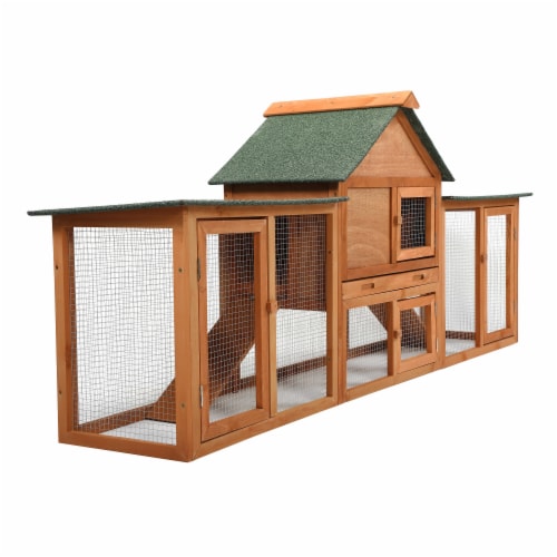 Yeah Depot Large Orange Wooden Rabbit Hutch Indoor Outdoor Bunny Cage with Tray and Runs 1 Ct QFC