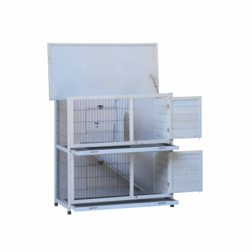 NEW SPACE - Outdoor 2-Story Rabbit Hutch with Run For Small Animals Perspective: bottom