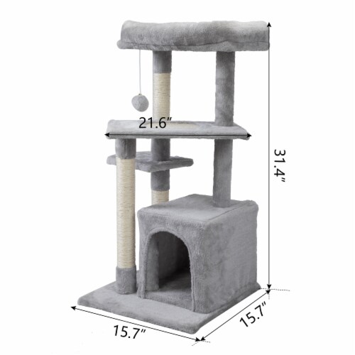 FX070 - Double Level Cat Tree - House Furniture Kittens Activity Tower Pet Play House Perspective: bottom
