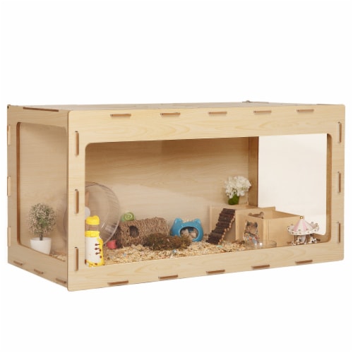 FX070 - Wooden Hamster Cage - Acrylic Hutch for Small Animals - Opening Top, Air Vents Perspective: bottom