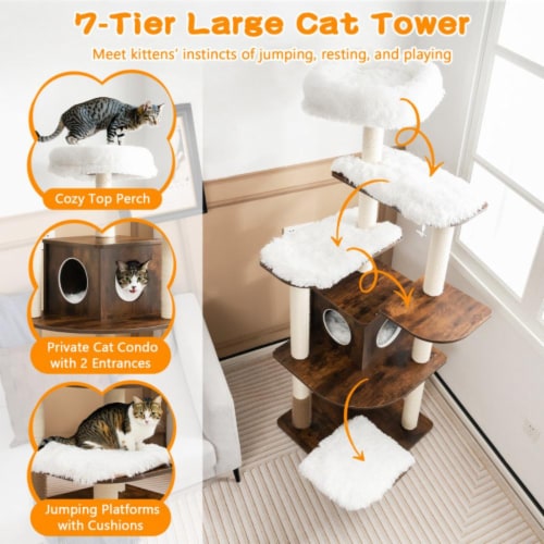 Hooya Imp.& Exp. - Wooden Multi-Layer Cat Tree with Scratch-Resistant Rope Perspective: bottom