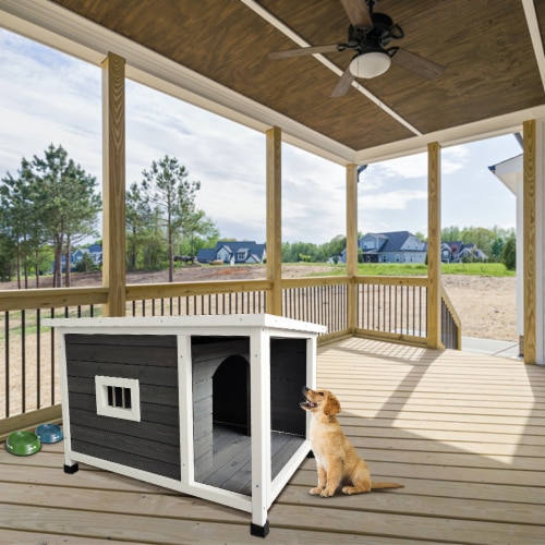 Luxury Outdoor Wooden Dog Kennel with Porch Stylish Durable Retreat 1 Ct Fry s Food Stores