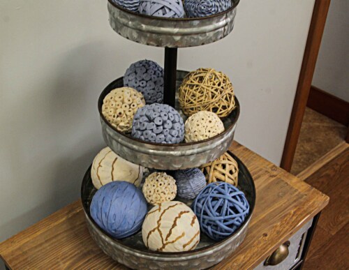 Bag of Natural Dried Blue Floral Balls Home Decor Decorative Orbs Vase Filler - Blue Perspective: bottom