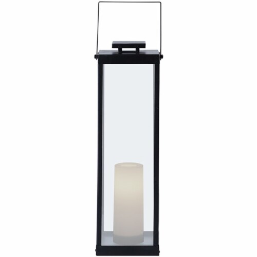 Real Flame La Sal 22  Lantern with Flameless Candle in Black Perspective: bottom