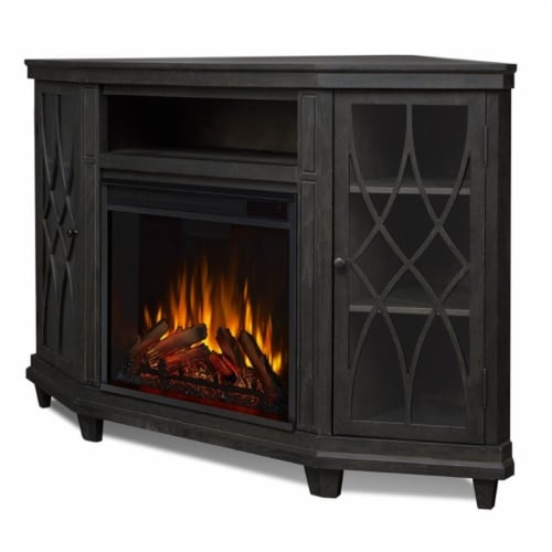 Gray corner fireplace tv stand discount