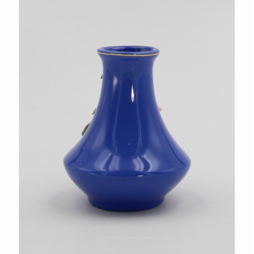 Mini Size Ceramic Sweet Pea Flower on Blue Vase, Home Décor, Gift for Her, Gift for Mom, Perspective: bottom