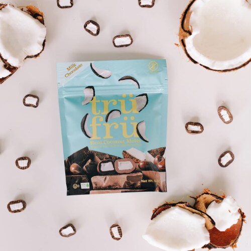 Tru Fru Real Coconut Melts Hyper-Dried Fresh in Milk Chocolate, (Pack of 32) Perspective: bottom