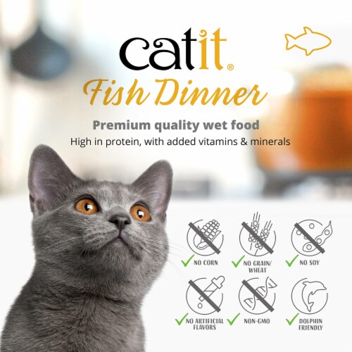 Catit Dinner Ocean Fish W/Tilapia & Potato Cat Wet Food (Pack of 18) Perspective: bottom