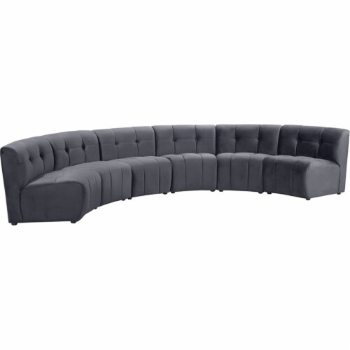 Meridian Furniture Limitless Gray Velvet Modular 6 Piece Sectional Perspective: bottom