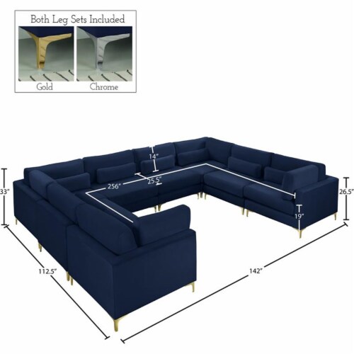 Meridian Furniture Julia Navy Velvet Modular Sectional Perspective: bottom