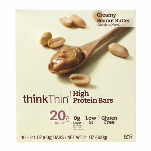 think! Creamy Peanut Butter Chocolate Dipped Protien Bars Perspective: bottom