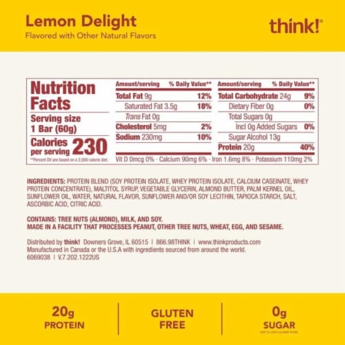 Think! Lemon Delight High Protein Bar Perspective: bottom
