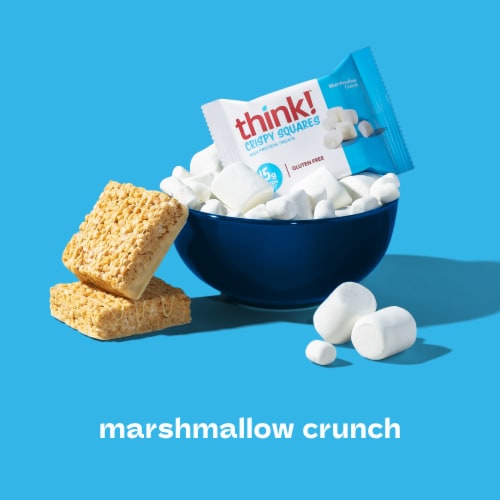 think! High Protein Crispy Squares, Marshmallow Crunch, 4 Count Perspective: bottom