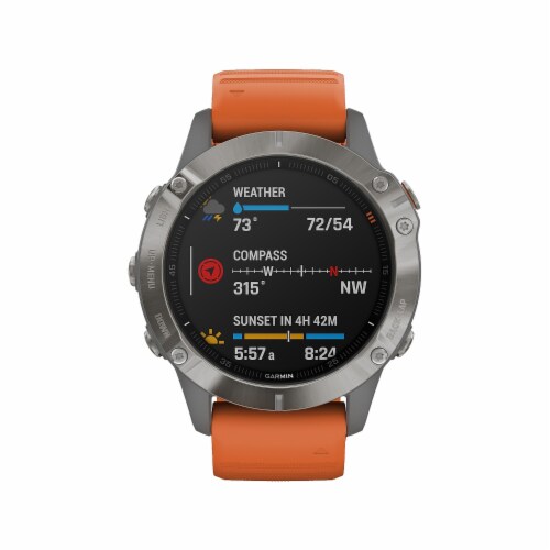 Garmin fenix 6 Sapphire Multisport GPS Watch Titanium with Ember Orange  Band (010-02158-13), 1 - Kroger