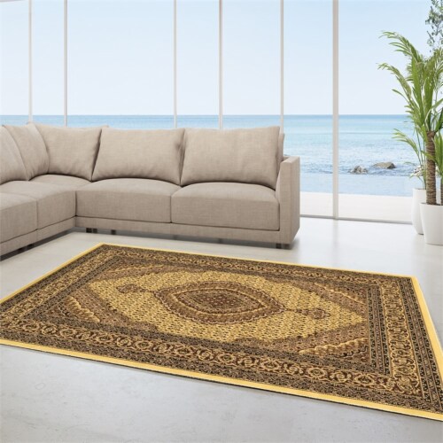 Linon McKinley Mahi Tabriz Power Loomed Polypropylene 9' X 12' Rug in Cream Perspective: bottom