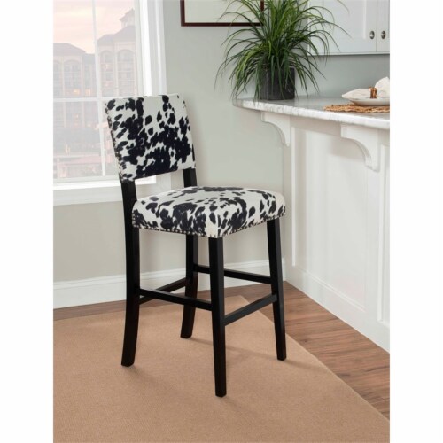 Linon Corey 30  Wood Cow Print Bar Stool in Black Perspective: bottom
