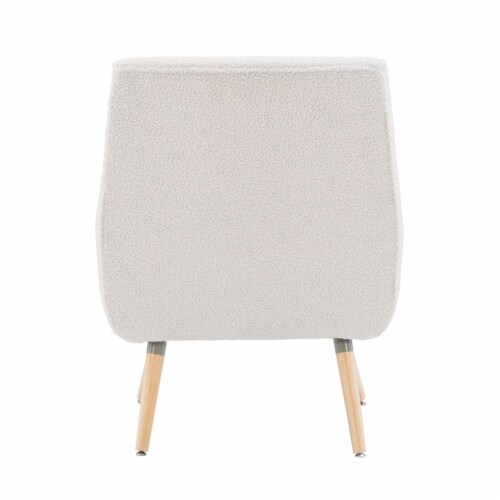Linon Trelis Wood Upholstered Sherpa Accent Chair in Natural Perspective: bottom