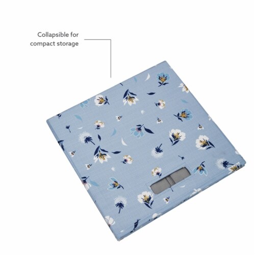 Linon Lane Two Pack Fabric Daisy Storage Bins in Blue Perspective: bottom