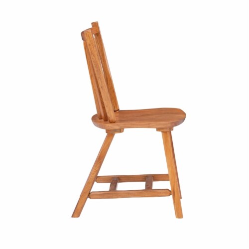 Linon Reedhaven Wood Commercial Grade Set of Two Side Chairs in Medium Oak Brown Perspective: bottom