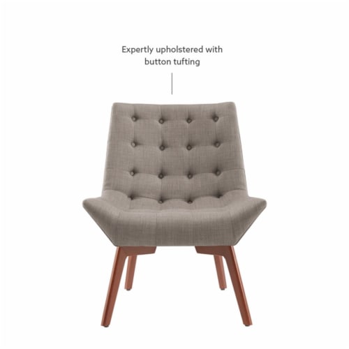 Linon Cruz Wood Accent Chair Tufted in Gray Perspective: bottom