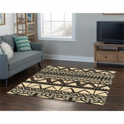 Linon Aspire Comp Hand Tufted Wool 5'x8' Rug in Ivory Perspective: bottom