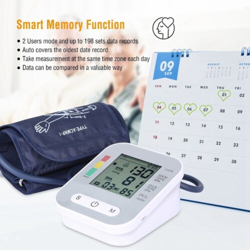 Digital Arm Blood Pressure Monitor LCD Digital Heart Beat BP Gauge Health Test with Voice Perspective: bottom