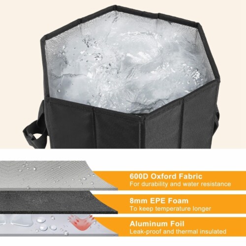 Collapsible Grocery Cooler Bag 3 Gallon Insulated Food Container Seat Combo for Camping Perspective: bottom