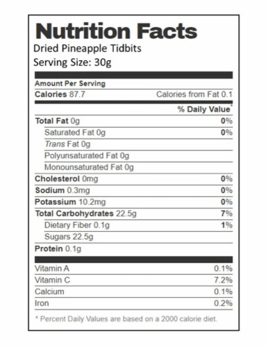 Aiva Dried Pineapple Tidbits (Diced Pineapple) 1 lb Perspective: bottom