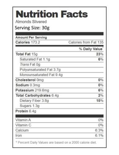 Aiva Almonds Slivered Blanched 1 lb Perspective: bottom