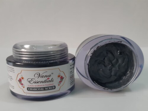 Vana Essentials Organic Charcoal Face Scrub 50 gms (with Walnut Shell powder) Perspective: bottom