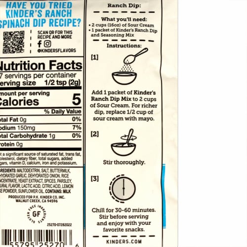 Kinder's® Ranch Dip & Seasoning Mix Perspective: bottom