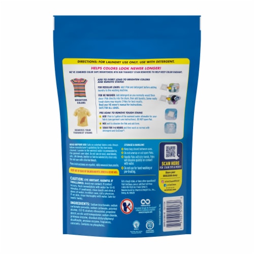OxiClean Color Boost Laundry Brightener and Stain Remover Power Paks Perspective: bottom
