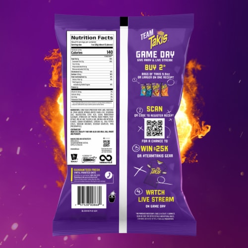 Takis Fuego Hot Chili Pepper & Lime Rolled Tortilla Chips Perspective: bottom