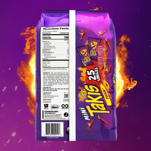 Takis Fuego Mini Hot Chili Pepper & Lime Rolled Tortilla Chips Perspective: bottom