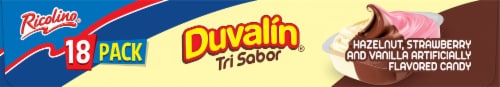 Ricolino® Duvalin® Tri Sabor Hazelnut Strawberry and Vanilla Candy Pack Perspective: bottom