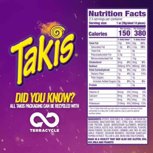 Takis Fuego Waves Hot Chili Pepper & Lime Wavy Potato Chips Perspective: bottom