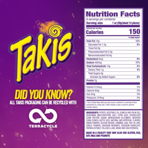 Takis® Waves  Fuego Hot Chili Pepper and Lime Wavy Potato Chips Perspective: bottom