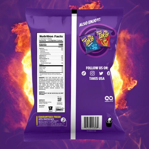 Takis Fuego Hot Chili Pepper & Lime Rolled Tortilla Chips Perspective: bottom