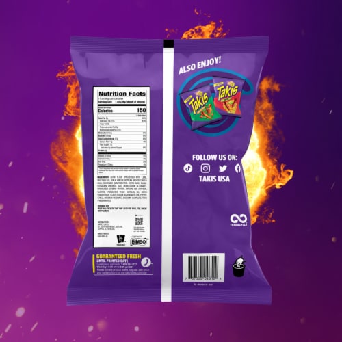 Takis Rolls Spicy Blue Heat Hot Chili Pepper Tortilla Chips Perspective: bottom