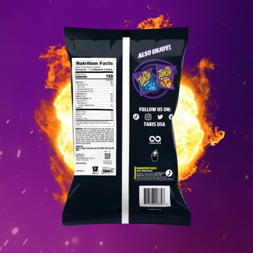 Takis Dragon Sweet Chili Spicy Sweet Chili Pepper Rolled Tortilla Chips Perspective: bottom